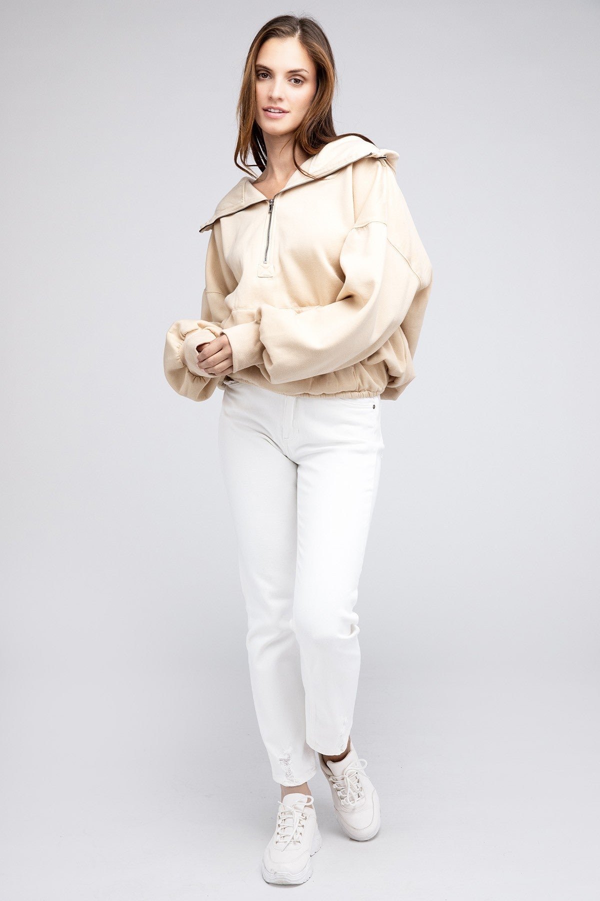 Bohemian Stitch Detailed Elastic Hem Hoodie