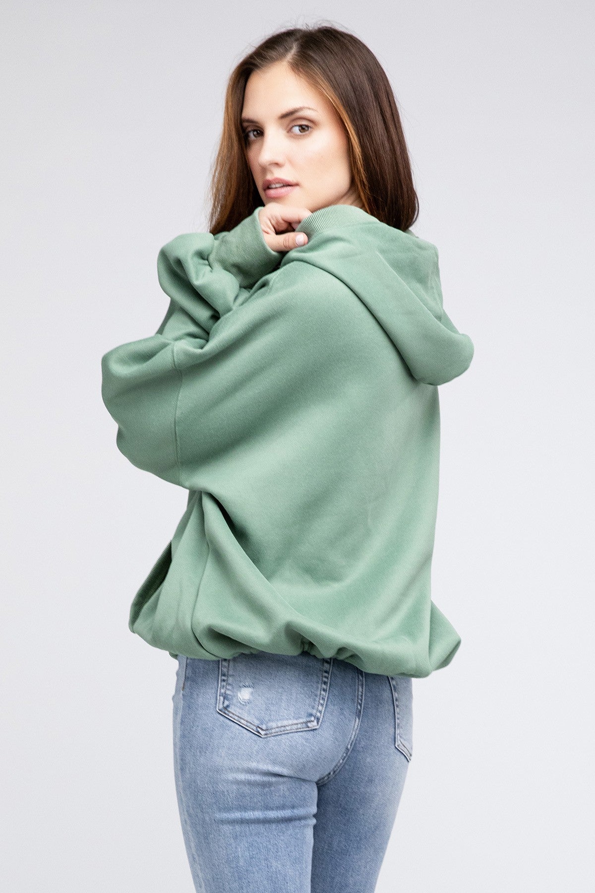 Bohemian Stitch Detailed Elastic Hem Hoodie