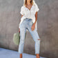 Bohemian V-Neck Open Back Peasant Top