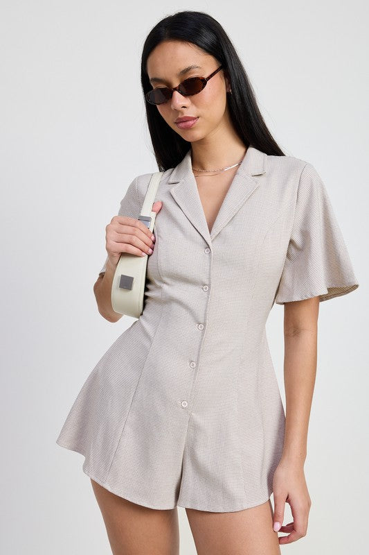 Bohemian Collared Neutral Romper