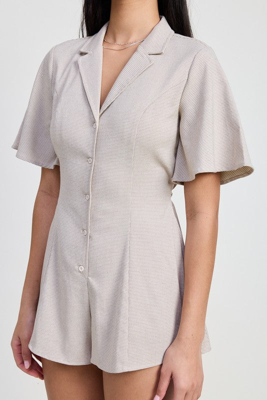 Bohemian Collared Neutral Romper