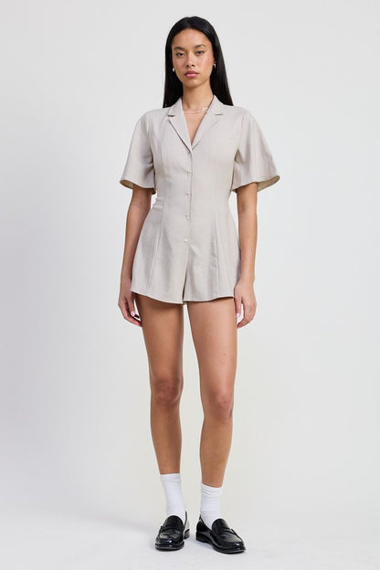 Bohemian Collared Neutral Romper