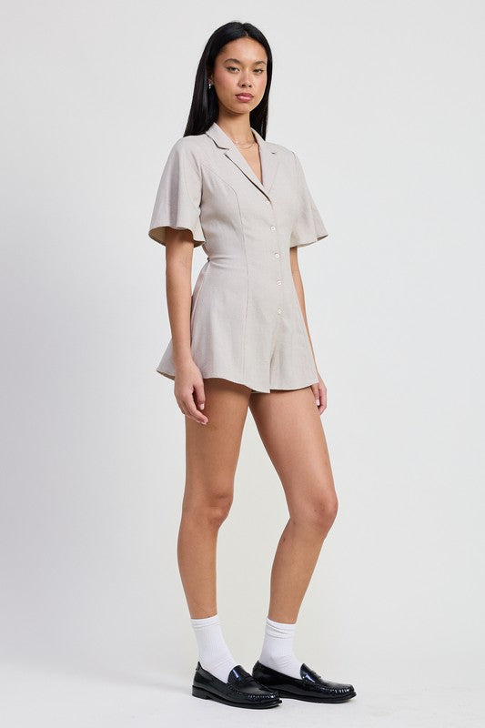 Bohemian Collared Neutral Romper