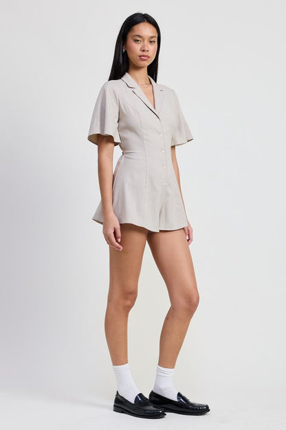 Bohemian Collared Neutral Romper