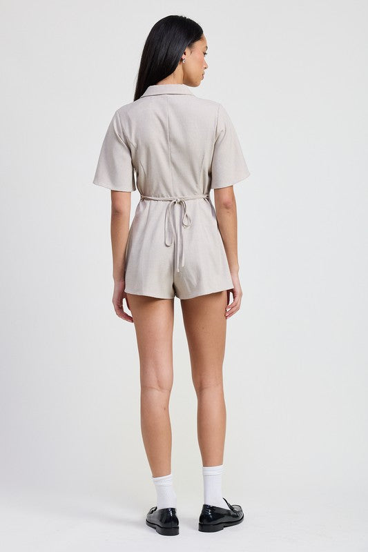 Bohemian Collared Neutral Romper