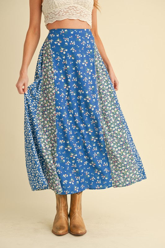 Bohemian Floral Elastic Waist Maxi Skirt