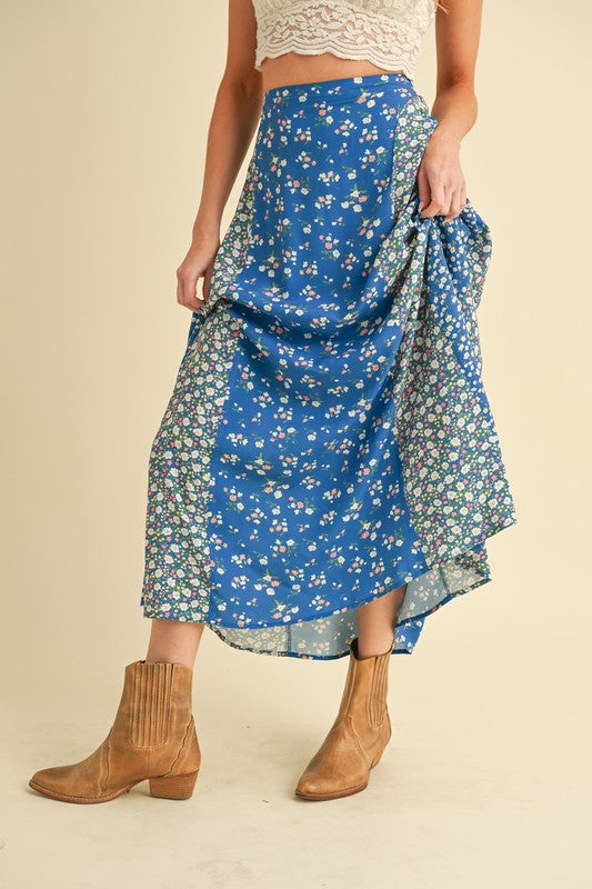 Bohemian Floral Elastic Waist Maxi Skirt