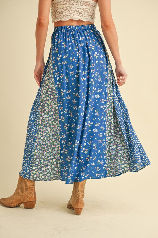 Bohemian Floral Elastic Waist Maxi Skirt