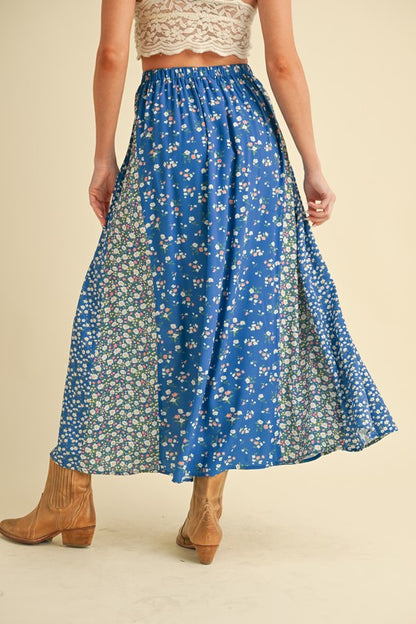 Bohemian Floral Elastic Waist Maxi Skirt