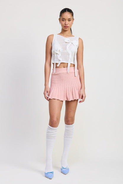 Bohemian Pleated Mini Skirt