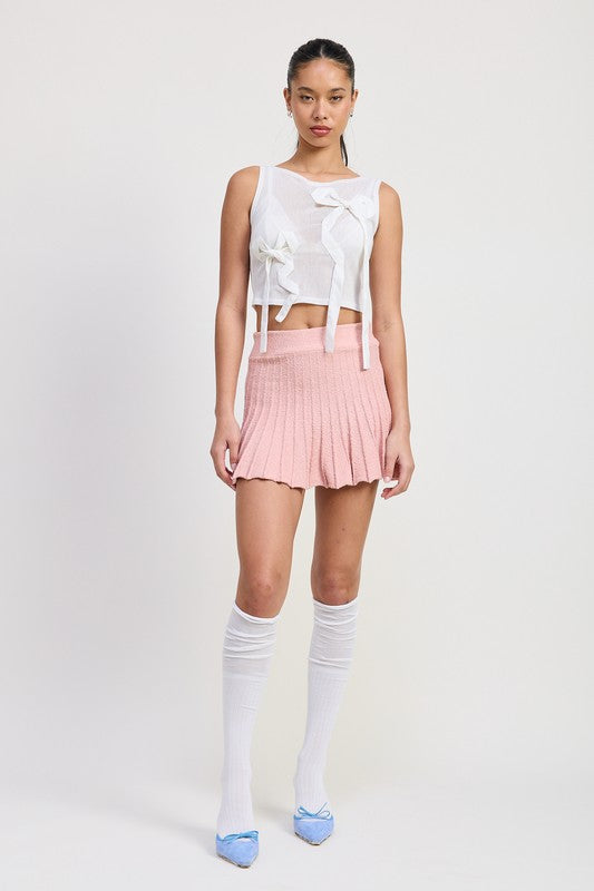 Bohemian Pleated Mini Skirt