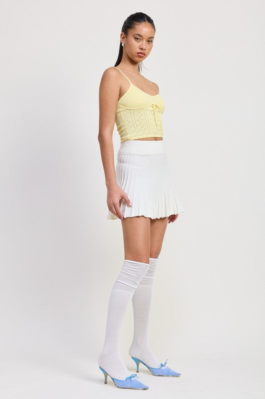 Bohemian Pleated Mini Skirt