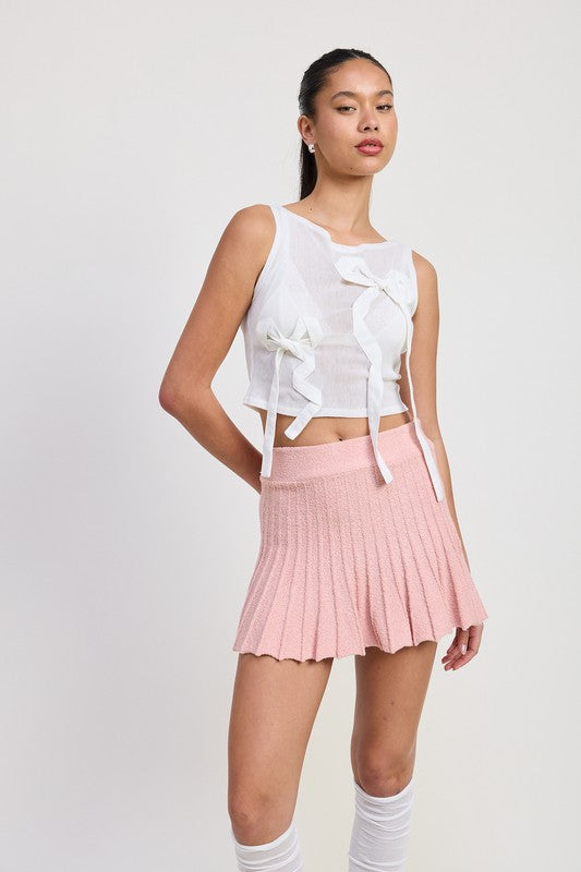 Bohemian Pleated Mini Skirt