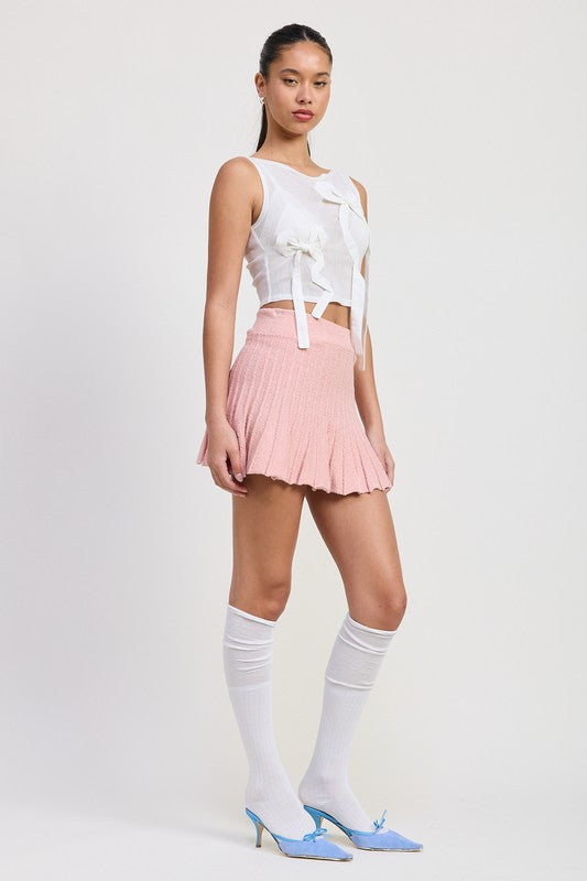 Bohemian Pleated Mini Skirt