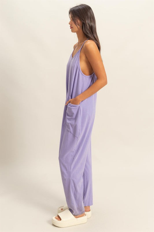 Bohemian Relaxed Fit Mineral Washed Overalls with Pockets