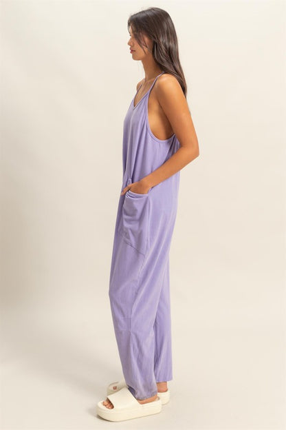Bohemian Relaxed Fit Mineral Washed Overalls with Pockets