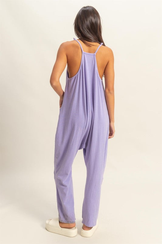 Bohemian Relaxed Fit Mineral Washed Overalls with Pockets