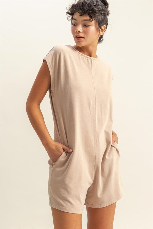 Bohemian Round Neck Cap Sleeve Relaxed Fit Breezy Romper