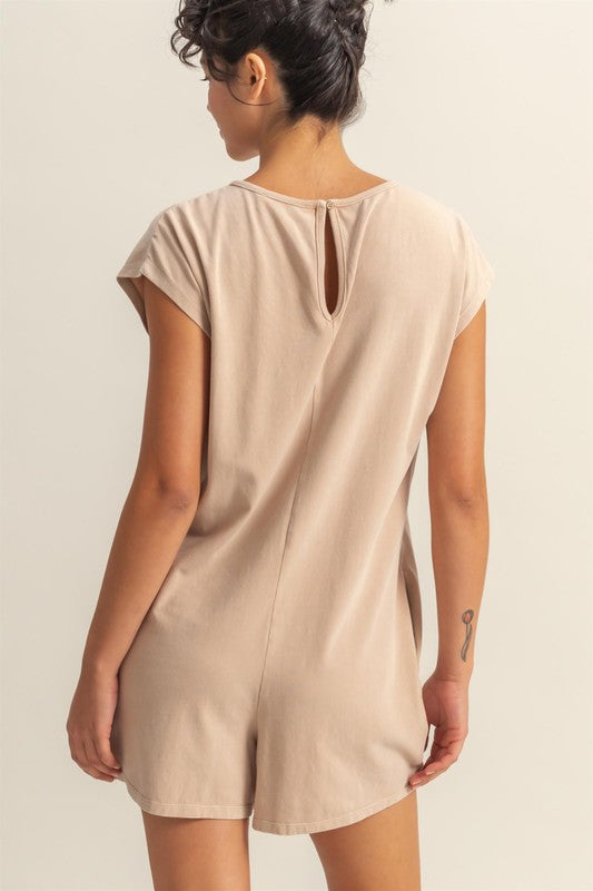 Bohemian Round Neck Cap Sleeve Relaxed Fit Breezy Romper