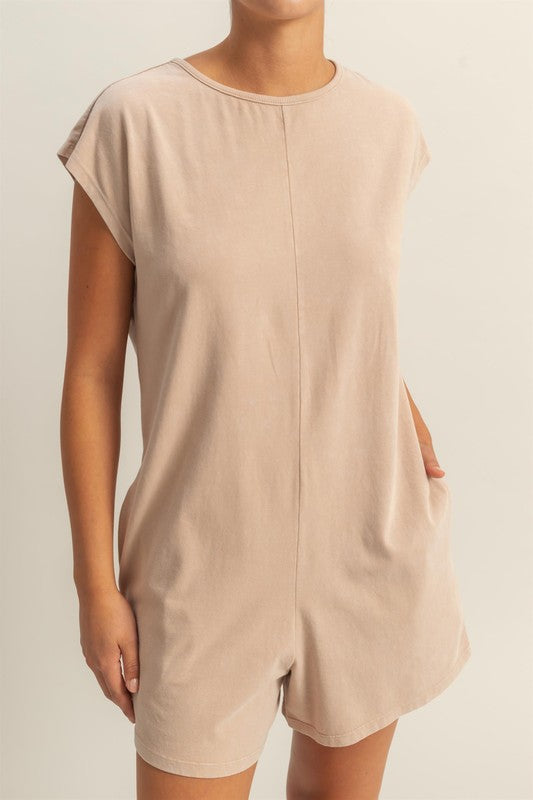 Bohemian Round Neck Cap Sleeve Relaxed Fit Breezy Romper