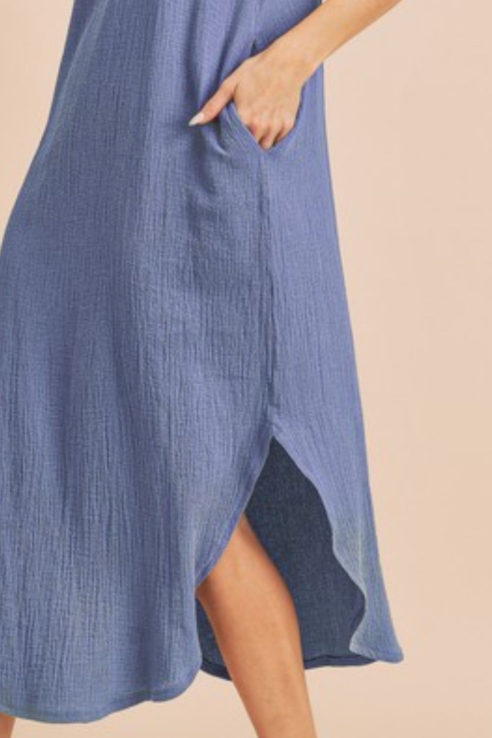 Bohemian Round Neck Midi Tank Dress with Pockets