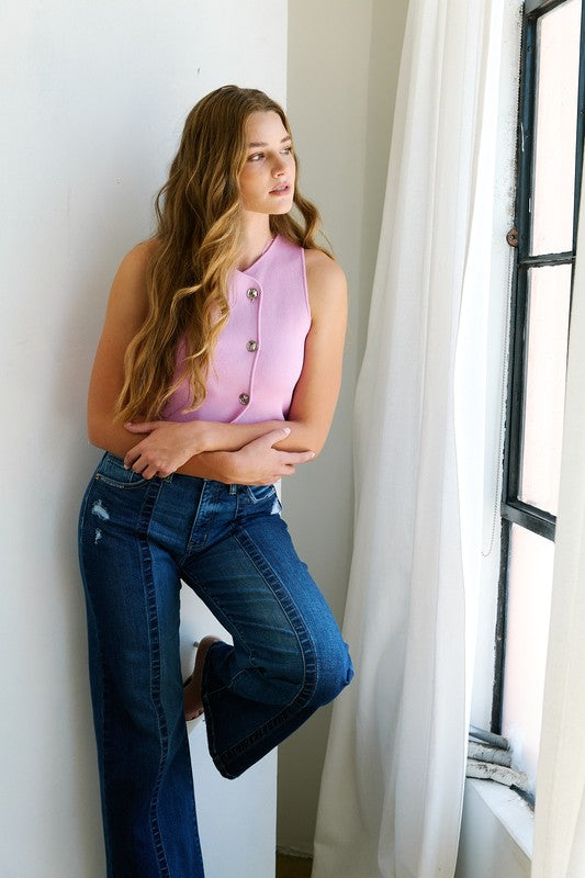 Bohemian Tummy Control High Rise Relaxed Flare Jeans