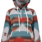 Boho Aztec Western Multi Color Drawstring Pullover Hoodie