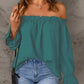 Boho Off the Shoulder Solid Color Peasant Top