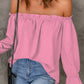 Boho Off the Shoulder Solid Color Peasant Top