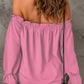 Boho Off the Shoulder Solid Color Peasant Top