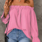 Boho Off the Shoulder Solid Color Peasant Top