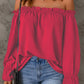 Boho Off the Shoulder Solid Color Peasant Top