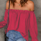 Boho Off the Shoulder Solid Color Peasant Top