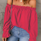 Boho Off the Shoulder Solid Color Peasant Top