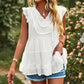 Boho Swiss Dot V-Neck Flutter Sleeves Babydoll Top
