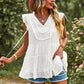Boho Swiss Dot V-Neck Flutter Sleeves Babydoll Top