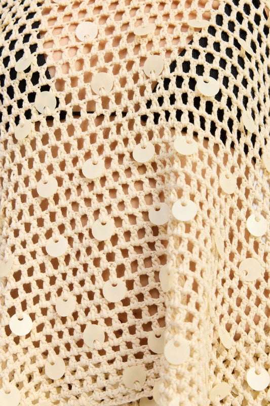 Brianna Boho Oversized Crochet Shell Poncho Top