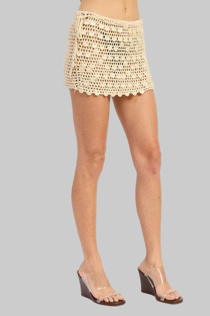Brianna Boho Crochet Mini Skirt