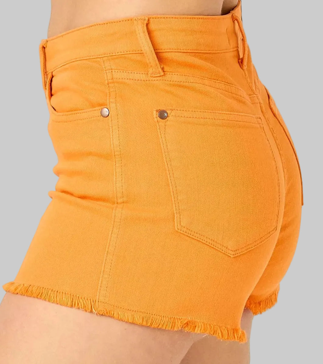 Briella Colored Frayed Hem Denim Shorts