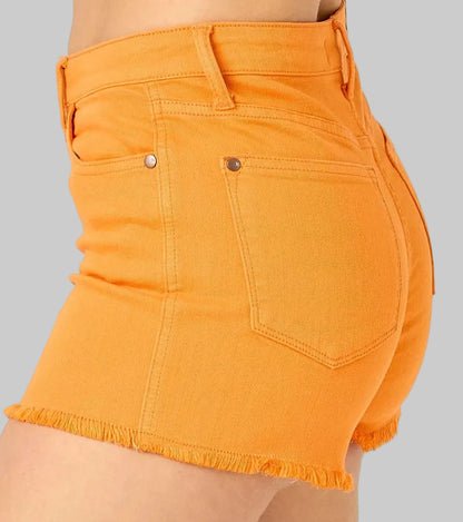 Briella Colored Frayed Hem Denim Shorts