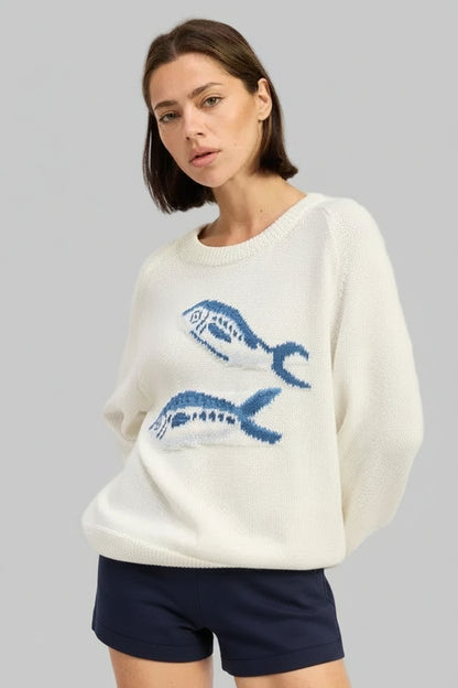 Brielle Sardine Nautical Graphic Sweater