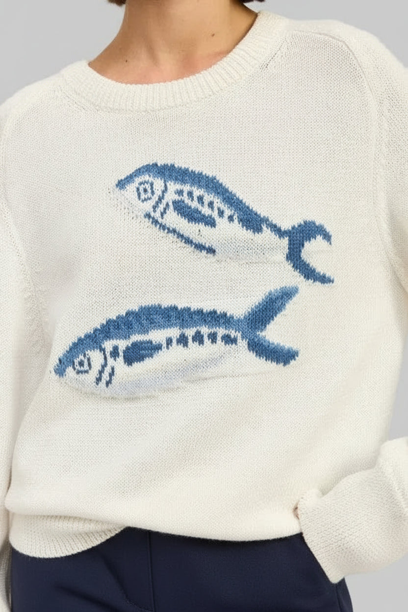 Brielle Sardine Nautical Graphic Sweater