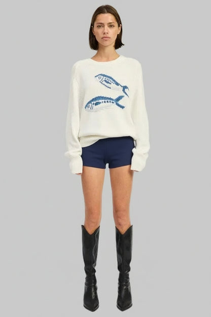 Brielle Sardine Nautical Graphic Sweater