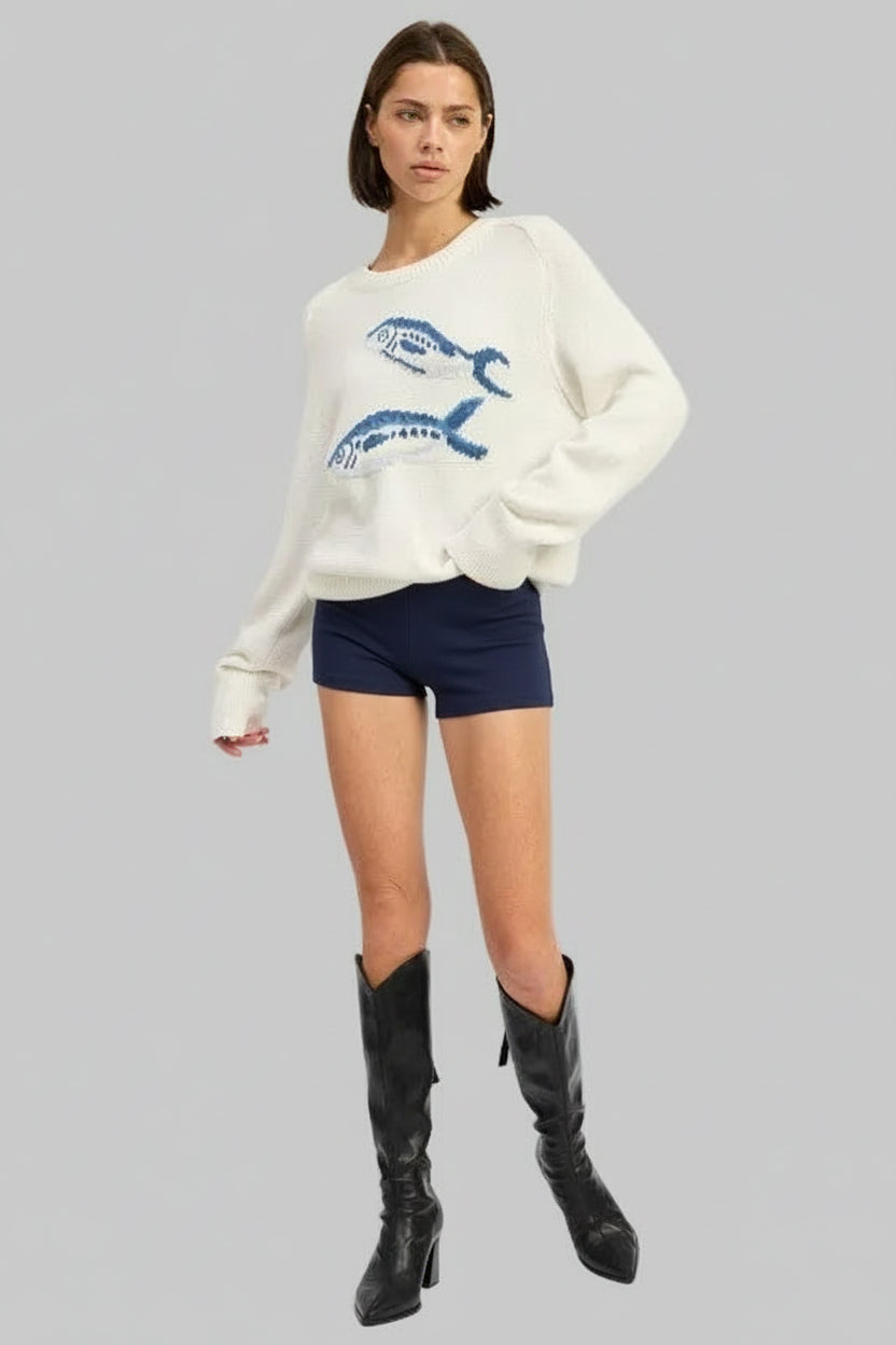 Brielle Sardine Nautical Graphic Sweater