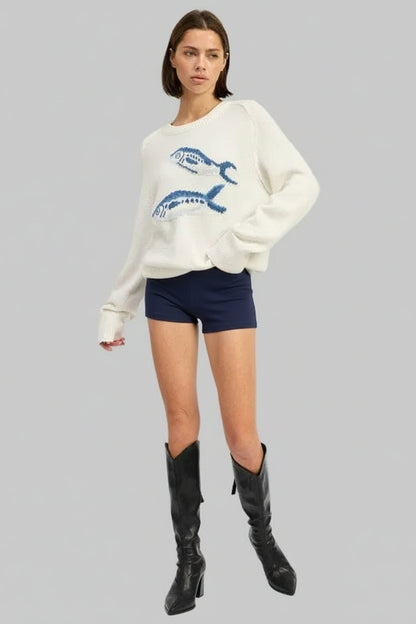 Brielle Sardine Nautical Graphic Sweater