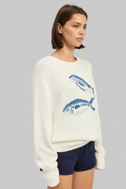 Brielle Sardine Nautical Graphic Sweater