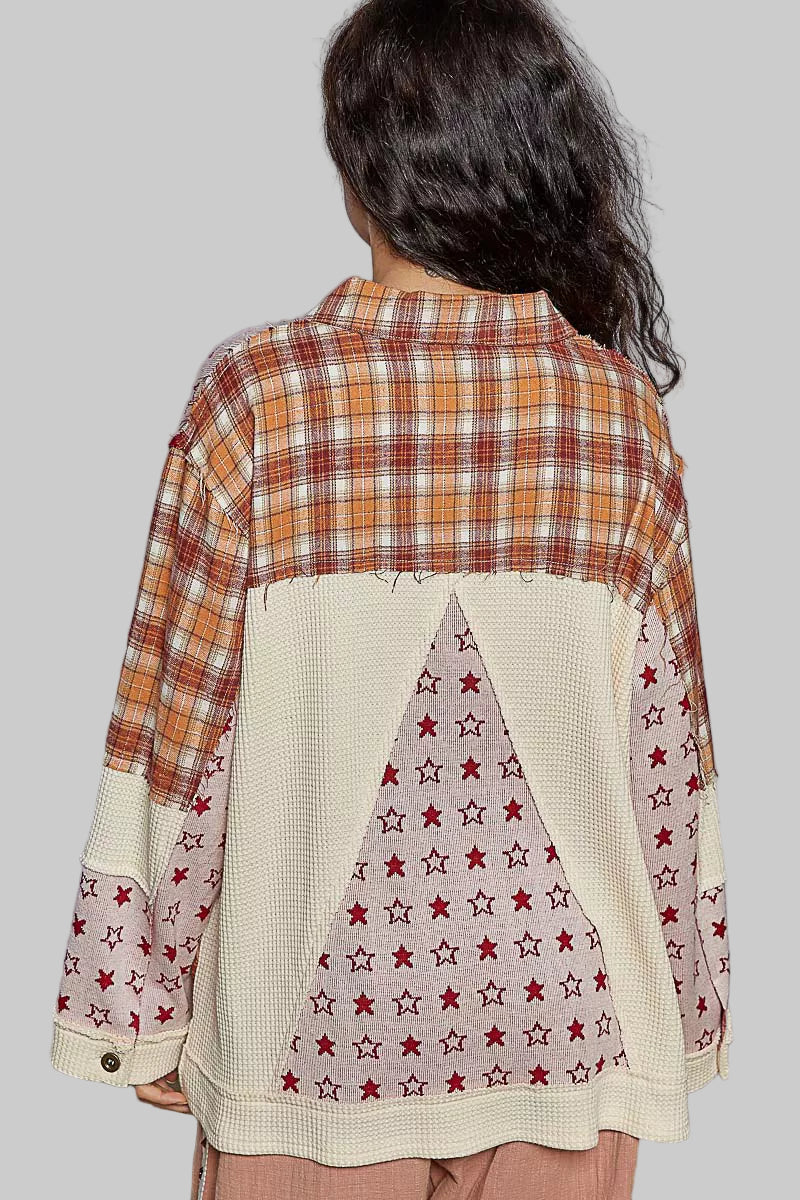 Camella Boho Plaid Button Down Shacket