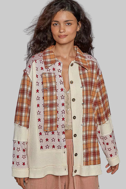 Camella Boho Plaid Button Down Shacket