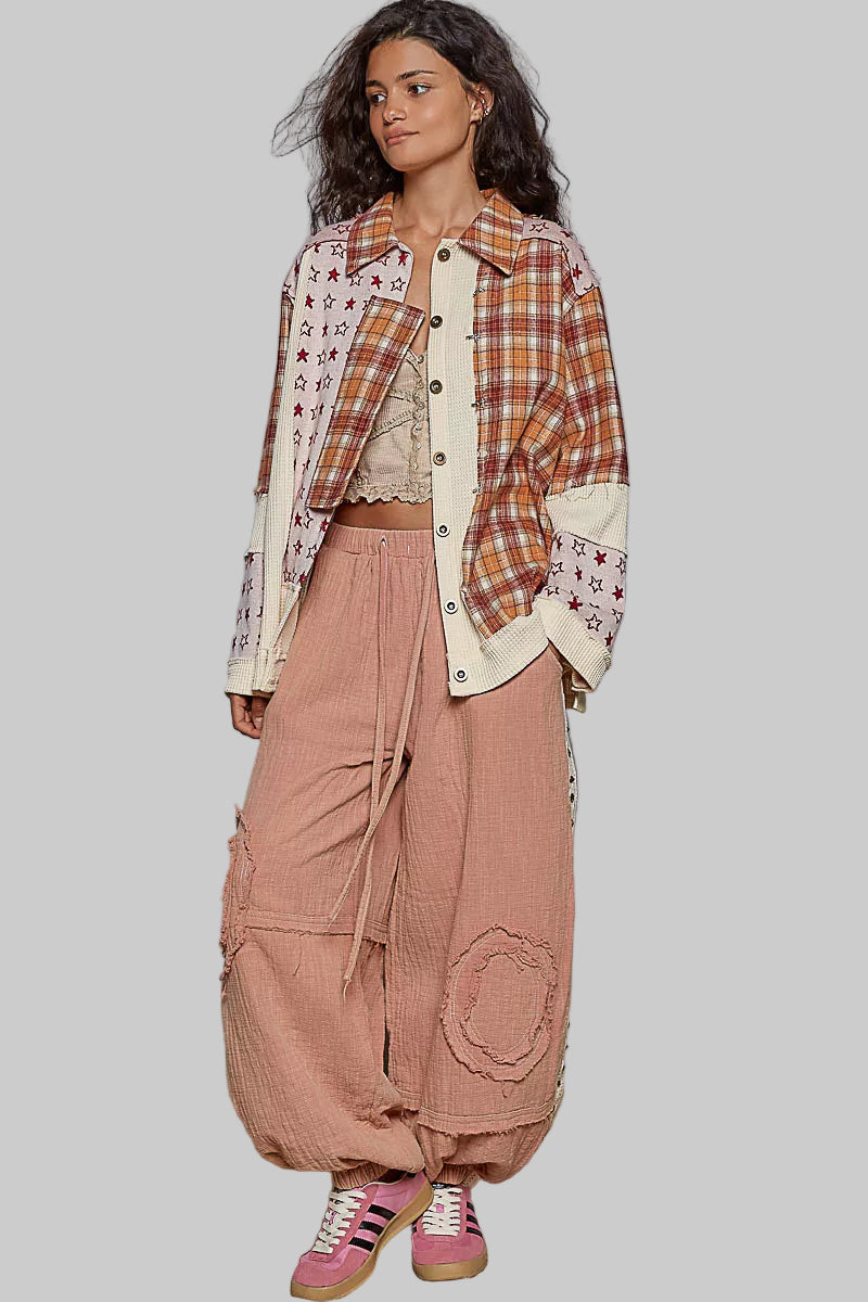 Camella Boho Plaid Button Down Shacket