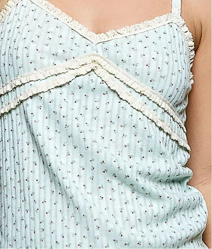 Camille Floral Ribbed Knit Cami Top